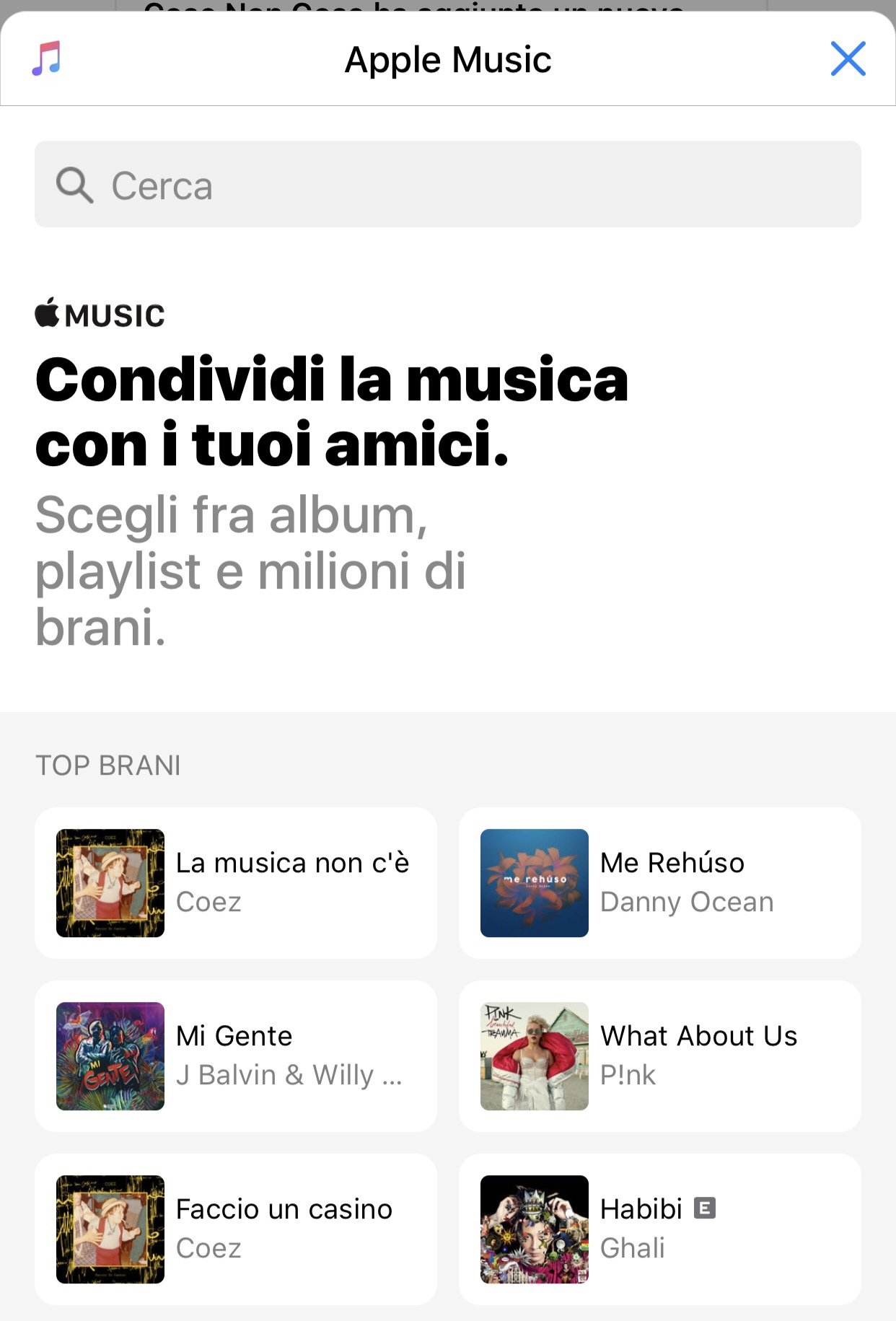 Estensione Apple Music in Messenger