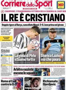 La prima pagina del Corriere dello Sport